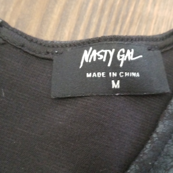 Nasty Gal Faux Leather Long Sleeve Skater Dress Medium - Picture 2 of 8